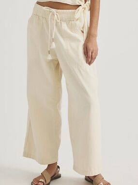 Free People Cream Wide-Leg Capris